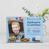 輸送カートラック誕生日写真招待状 招待状 (スタンド正面)