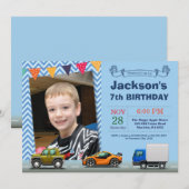 輸送カートラック誕生日写真招待状 招待状 (正面/裏面)