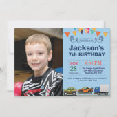 輸送カートラック誕生日写真招待状 招待状 (正面)