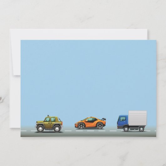 輸送カートラック誕生日写真招待状 招待状 (裏面)