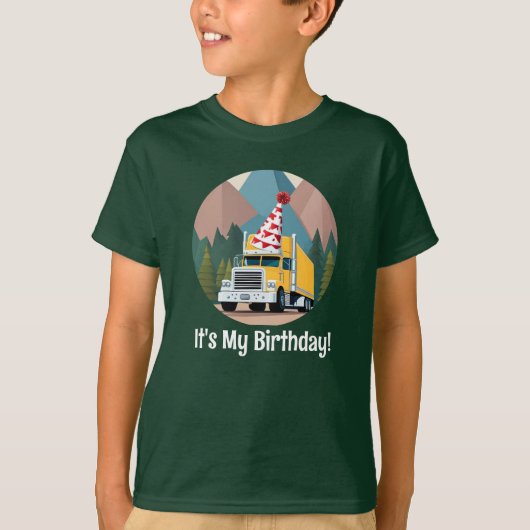 輸送トラック誕生日18ホイーラーおもしろい Tシャツ (正面)