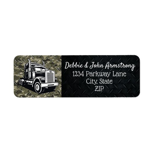 輸送トラック貨物迷彩柄ロゴ差出人住所 ラベル (正面)