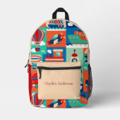 輸送パーソナライズされたモダントレンディーの子供 プリントバックパック (正面)