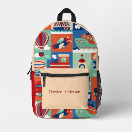 輸送パーソナライズされたモダントレンディーの子供 プリントバックパック (正面)