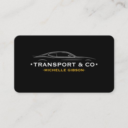 輸送ミニマル車タクシー運転手イエローブラック 名刺 (正面)