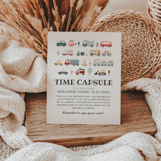 輸送モダン誕生日時間カプセル標識 台座サイン