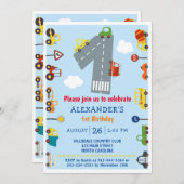 輸送所1歳の誕生日パーティの招待状 招待状 (正面/裏面)