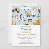 輸送手引き車誕生日 招待状 (正面)