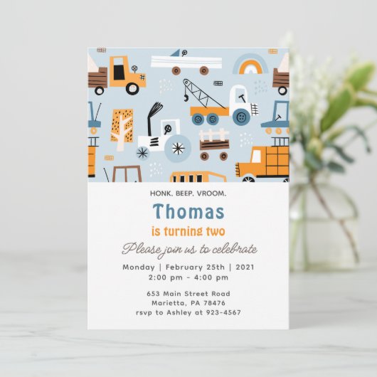 輸送手引き車誕生日 招待状 (スタンド正面)