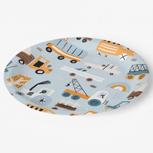 輸送手描き玩具車誕生日 ペーパープレート (アングル)