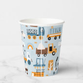 輸送手描き玩具車誕生日 紙コップ (右)