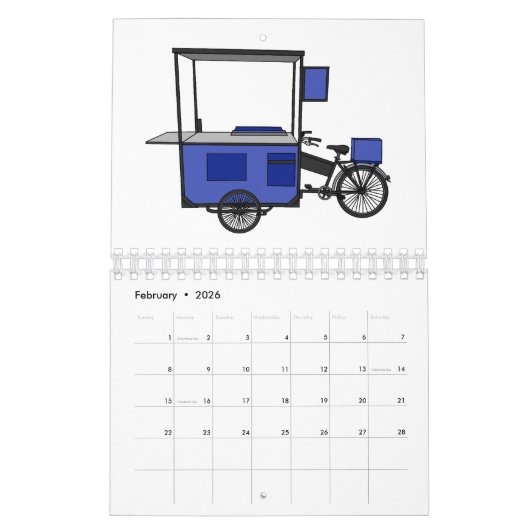 輸送漫画のイラストレーション カレンダー (2月 2026)