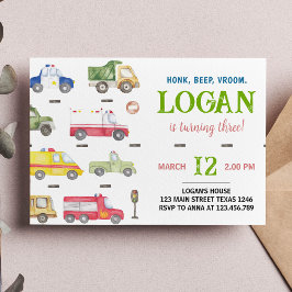 輸送用トラックの誕生日パーティーへの招待 招待状