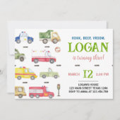 輸送用トラックの誕生日パーティーへの招待 招待状 (正面)