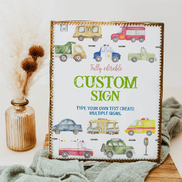 輸送用トラック誕生日パーティーテーブルの看板 ポスター