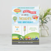 輸送用飛行機バスバルーン誕生日招待状 招待状 (スタンド正面)