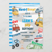 輸送用飛行機ヘリコプタバス誕生日 招待状 (正面/裏面)