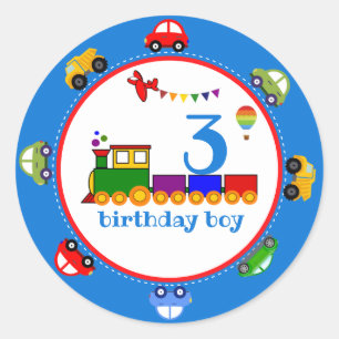 輸送男の赤ちゃんカラフル誕生日クラシック ラウンドシール