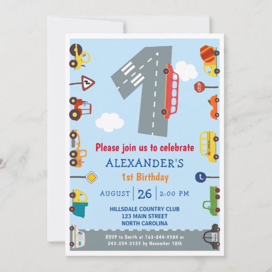 輸送第1期バースデーカーズパーティの招待状 招待状 (正面)