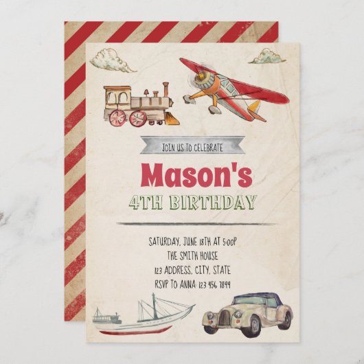 輸送誕生日の招待 招待状 (正面/裏面)