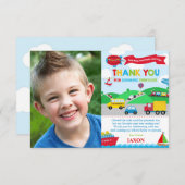 輸送誕生日パーティフォトサンキューカード 招待状 (正面/裏面)