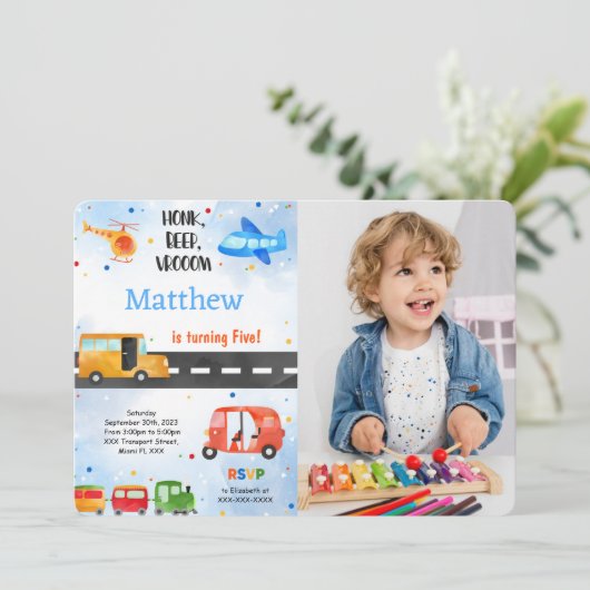 輸送誕生日パーティーの写真 招待状 (スタンド正面)