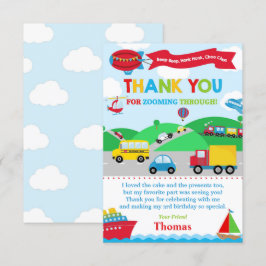 輸送誕生日パーティーサンキューカード 招待状