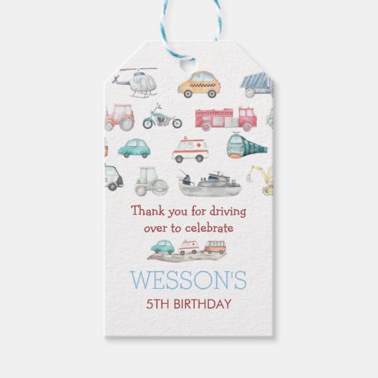 輸送誕生日パーティーメッセージカード、 ギフトタグ (正面)