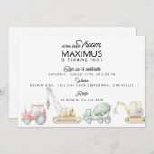 輸送誕生日、カー誕生日、トラクタパーティー 案内状 (正面/裏面)