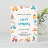 輸送車とトラック少年の誕生日パーティー 招待状 (スタンド正面)