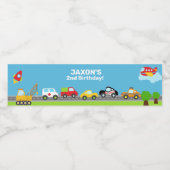 輸送車の少年の誕生日の水ボトルラベル ペットボトルラベル (シングルラベル)