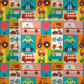 輸送車カラフル型 ファブリック (タイル)