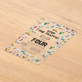 輸送車トラックストップ交通誕生日 アクリル招待状 (レイダウン)