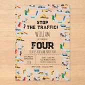 輸送車トラックストップ交通誕生日 アクリル招待状 (正面)