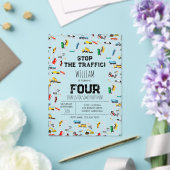 輸送車トラックストップ交通誕生日 アクリル招待状 (インサイチュ (ウェディング))