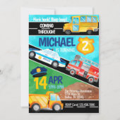 輸送車トラック誕生日パーティーの招待 招待状 (正面)