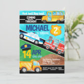 輸送車トラック誕生日パーティーの招待 招待状 (スタンド正面)