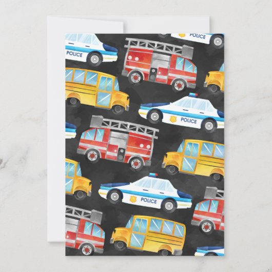 輸送車トラック誕生日パーティーの招待 招待状 (裏面)