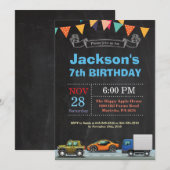 輸送車トラック誕生日招待状 招待状 (正面/裏面)