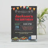 輸送車トラック誕生日招待状 招待状 (スタンド正面)