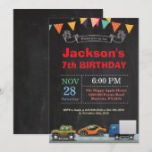 輸送車トラック誕生日招待状 招待状 (正面/裏面)