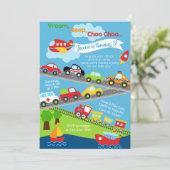 輸送車両の男の子の誕生日招待状 招待状 (スタンド正面)