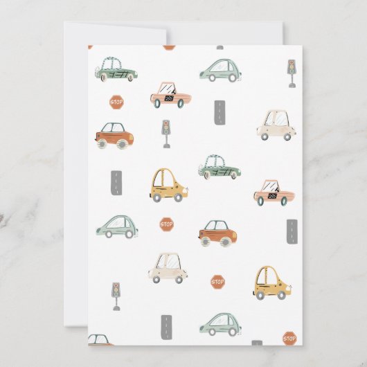 輸送車両の自動車誕生日招待状 招待状 (裏面)