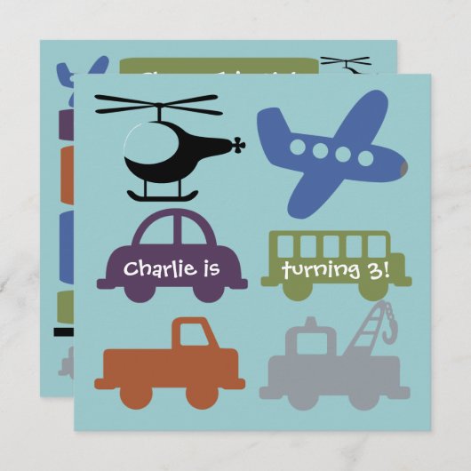 輸送車両カスタム誕生日招待状 招待状 (正面/裏面)