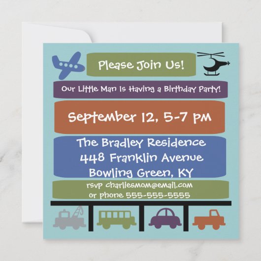 輸送車両カスタム誕生日招待状 招待状 (裏面)