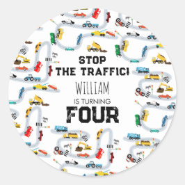 輸送車両交通ストップ誕生日 ラウンドシール