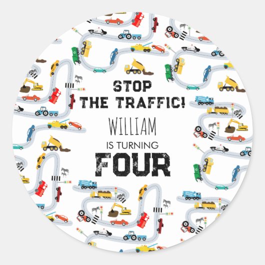 輸送車両交通ストップ誕生日 ラウンドシール (正面)