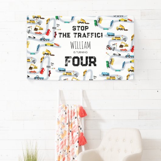 輸送車両交通ストップ誕生日 横断幕 (インサイチュ)