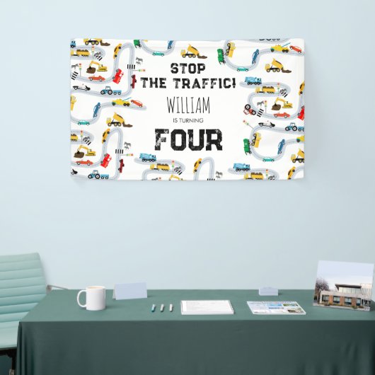輸送車両交通ストップ誕生日 横断幕 (トレードショー)