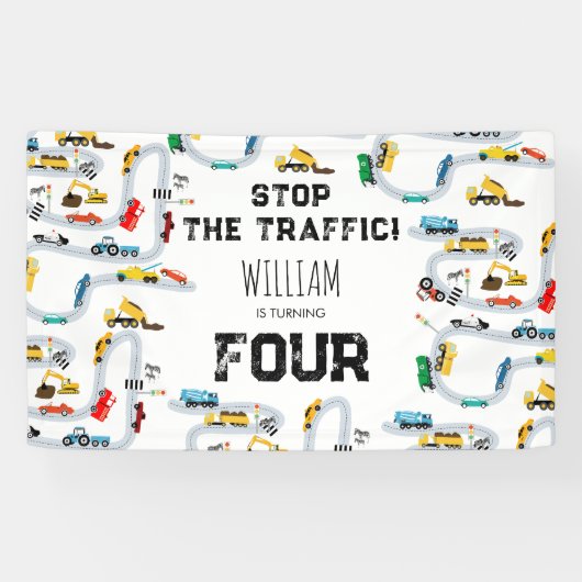 輸送車両交通ストップ誕生日 横断幕 (横)